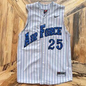 Air Force Falcons Nike Team-Issued Pinstripe Baseball Jersey #25, Men's 44(M/L)
